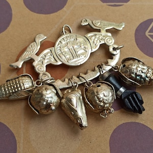 900 Silver Penca De Balangandan, African Charm Amulet, Silver Brooch, Victorian Ragastens, Penca Balangandan Jewelry, Africa