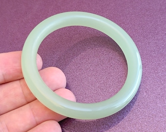 59 mm 翡翠バングル - 天然グリーン翡翠バングル - タイプ A 翡翠