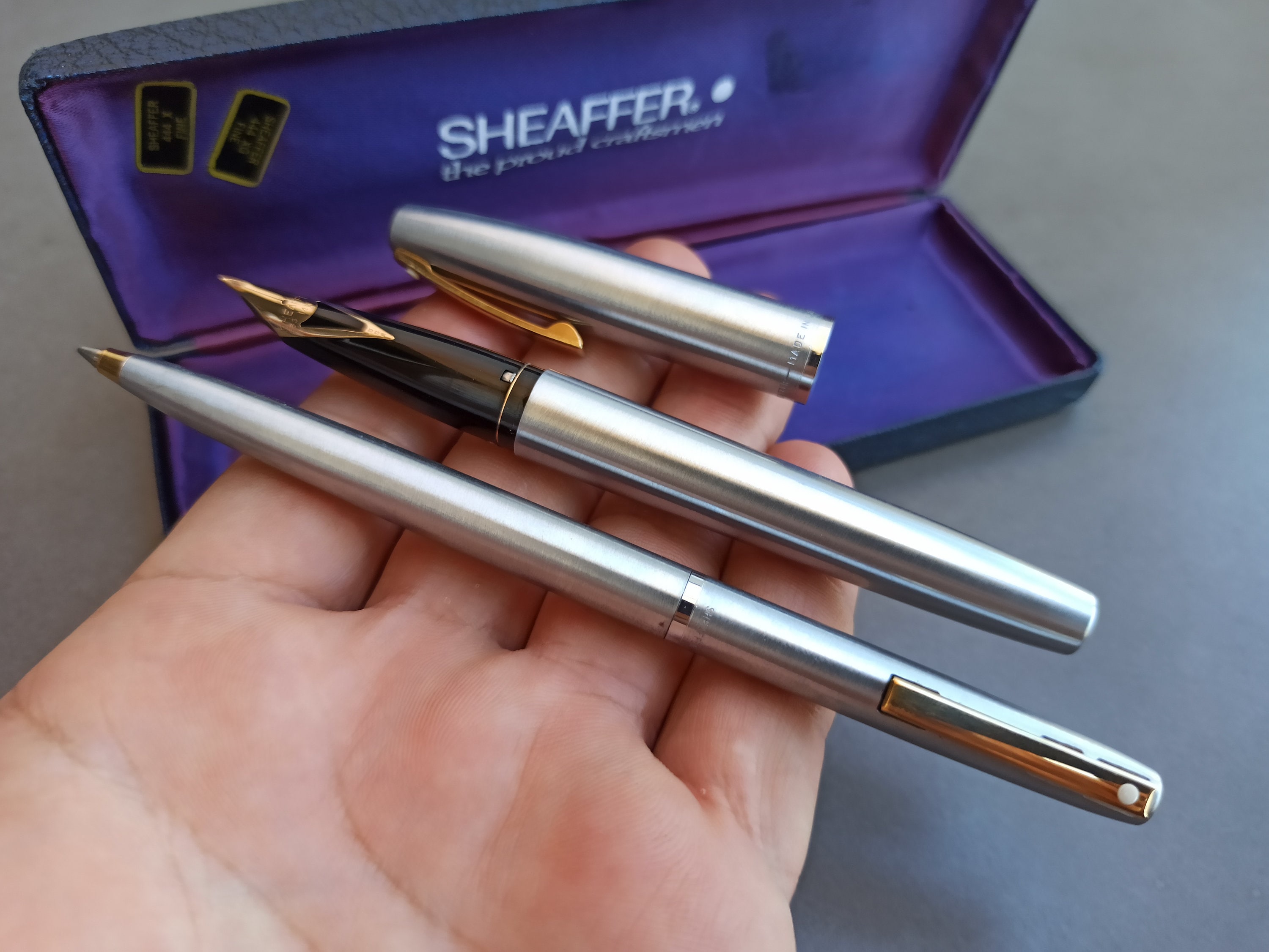SHEAFFERシェーファー 万年筆14K585＆ボールペン シルバー×ゴールド シェーファー 14K ゴールドペン先、万年筆とボールペンセット