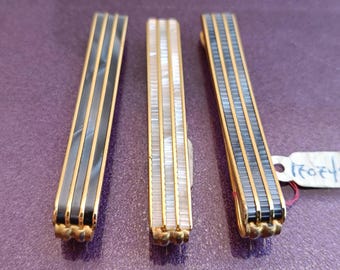 Pince à Cravate Vintage En Métal Doré Avec Incrustation De Nacre - Made In France