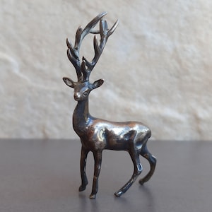 Silver Plated Deer Figurine, Vintage Deer With Antlers, Deer Collection, Deer Figurine, Deer Statuette, Home Decor, Vintage Deer Figure