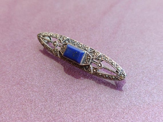 Lapis Lazuli 925 Silver Brooch, Silver Brooch, Vi… - image 4