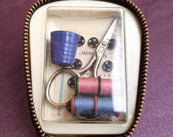 Kit de couture COSTURA 1960, ciseaux, boutons de manchette, dé à coudre, fil, boîte à fils, étui à aiguilles, stockage de fils, boîte à aiguilles à coudre, porte-aiguille