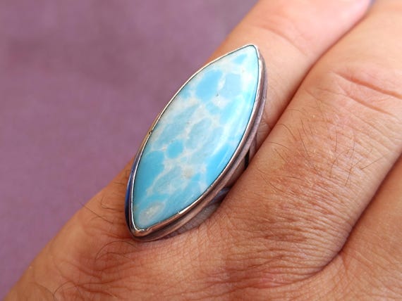 925 Silver Larimar Ring, Larimar Ring, Vintage La… - image 3