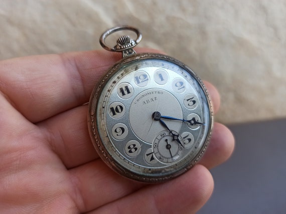Silver Cronometro ABAZ, Silver Pocket Watch, Silv… - image 7