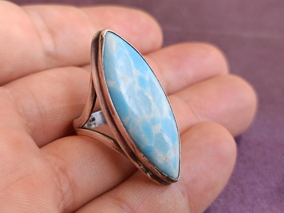 925 Silver Larimar Ring, Larimar Ring, Vintage La… - image 7