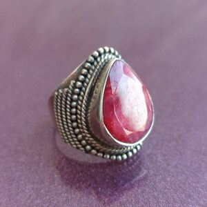 Ruby 925 Silver Ring, Ruby Silver Ring Silver, Silver Ruby Ring, Vintage Ring, Antique Silver Ring, Retro Ring, Vintage Ruby Ring image 2