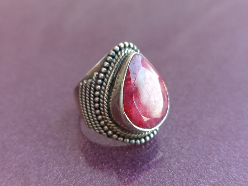 Ruby 925 Silver Ring, Ruby Silver Ring Silver, Silver Ruby Ring, Vintage Ring, Antique Silver Ring, Retro Ring, Vintage Ruby Ring image 2