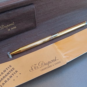 S.T. Dupont 925 Silver Ballpoint Pen In Original Box, Sterling Silver Gold Plated Ballpoint Pen, Vintage Ballpoint Pen With Guarantie