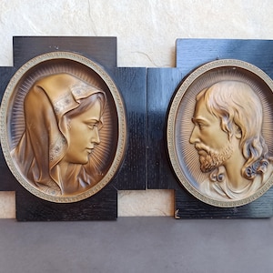 Conjunto de 2 icono, icono religioso de la Virgen María y Jesucristo, icono de Jesús, icono de la Virgen María, icono de arte antiguo, icono de la Virgen María, icono de Jesús