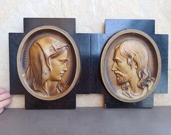 Set of 2 Icon, Virgin Mary And Jesus Christ Religious Icon, Jesus Icon, Virgin Mary Icon, Antique Art Icon, Icon Virgin Mary, Icon Jesus