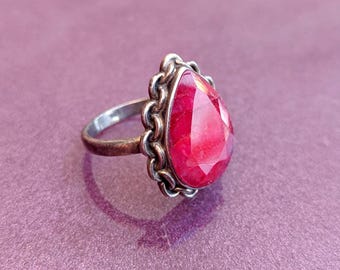 Bague en argent 925 avec rubis, bague en argent avec rubis, bague en argent avec rubis, bague vintage, bague en argent antique, bague rétro, bague en rubis vintage