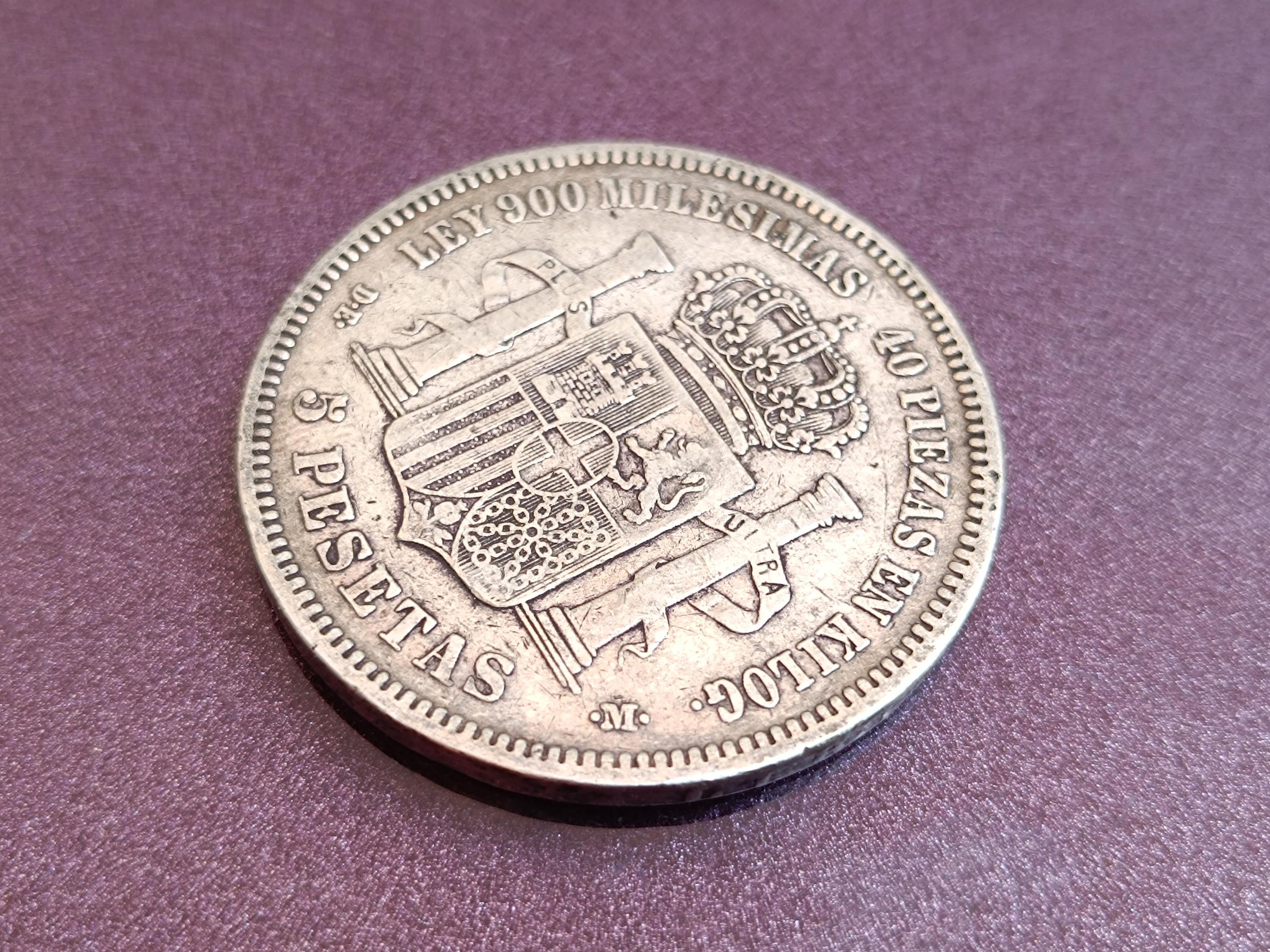 1871年 アマデオ1世 スペイン国王 銀貨 5ペセタ、アマデオ1世 スペイン