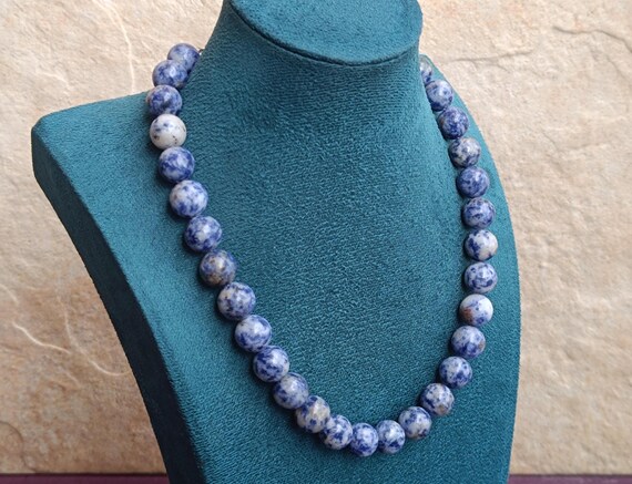 925 Silver Sodalite Necklace, Natural Sodalite Necklace, Sodalite Stone, Wish Stone, Haeling Crystal, Vintage Sodalite Necklace