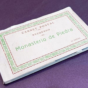 1930 Monasterio de Piedra hiszpańskie pocztówki vintage, pocztówki Pack, antyczne pocztówki, wysłane pocztówki, pocztówki Monasterio de Piedra