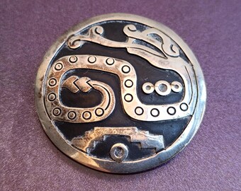 925 Silver Mexico Mayan Pendant, Mayan Pendant, Mexican Mayan Calendar, Art Deco Pendant, Vintage Silver Pendant, Mayan Jewelry