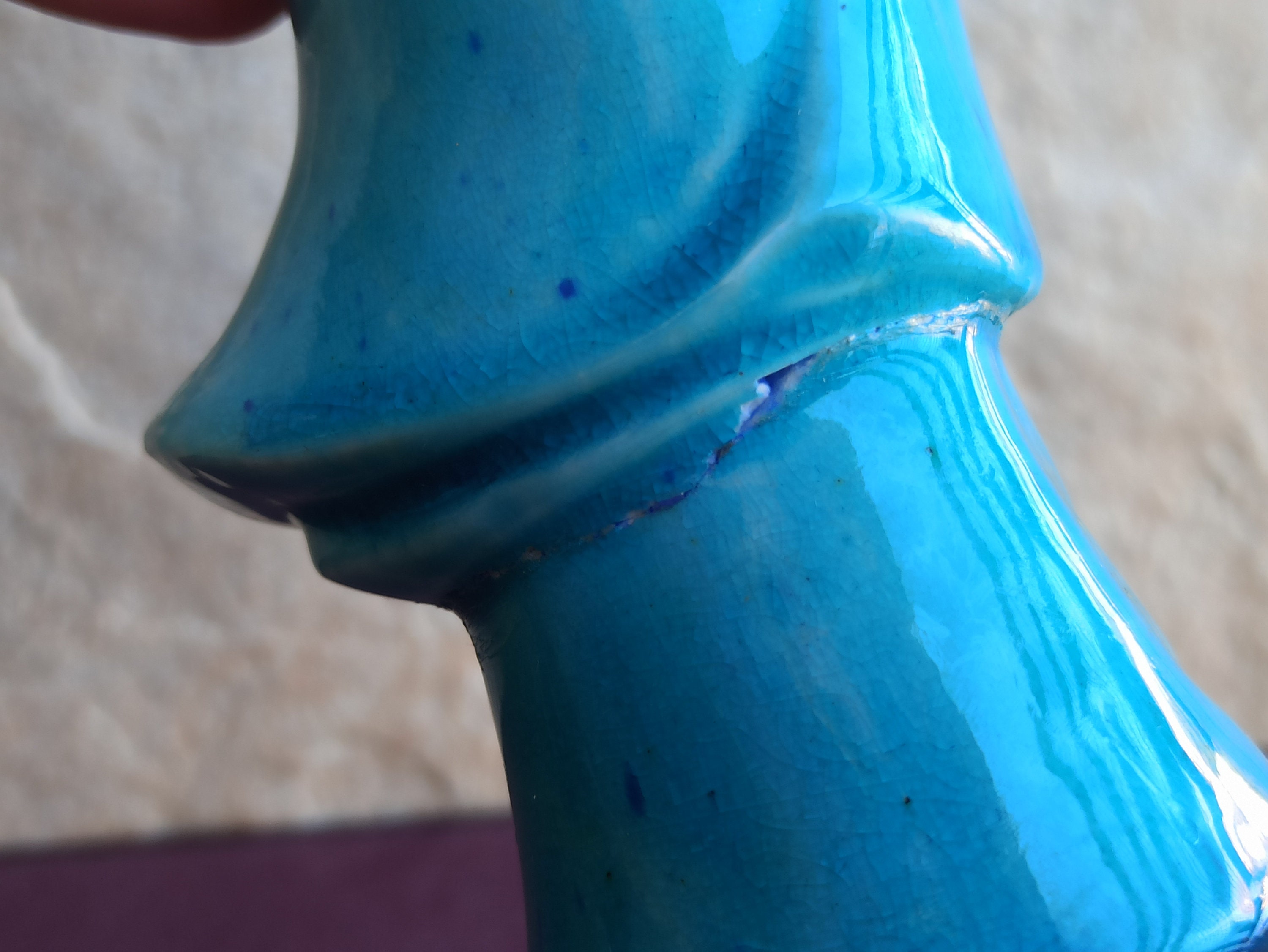 monk様 Large Chinoiserie Japanese Porcelain Monk, Turquoise Color Monk