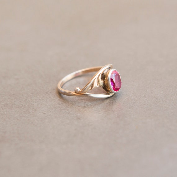 Silver Soviet Ruby Ring 875, Red Ruby Silver Ring… - image 4