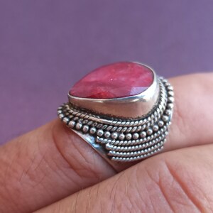 Ruby 925 Silver Ring, Ruby Silver Ring Silver, Silver Ruby Ring, Vintage Ring, Antique Silver Ring, Retro Ring, Vintage Ruby Ring image 8