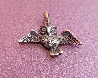 925 Silver Owl Pendant, Vintage Sterling Silver Pendant, Antique Silver Pendant, Vintage Silver Pendant, Silver Owl Pendant