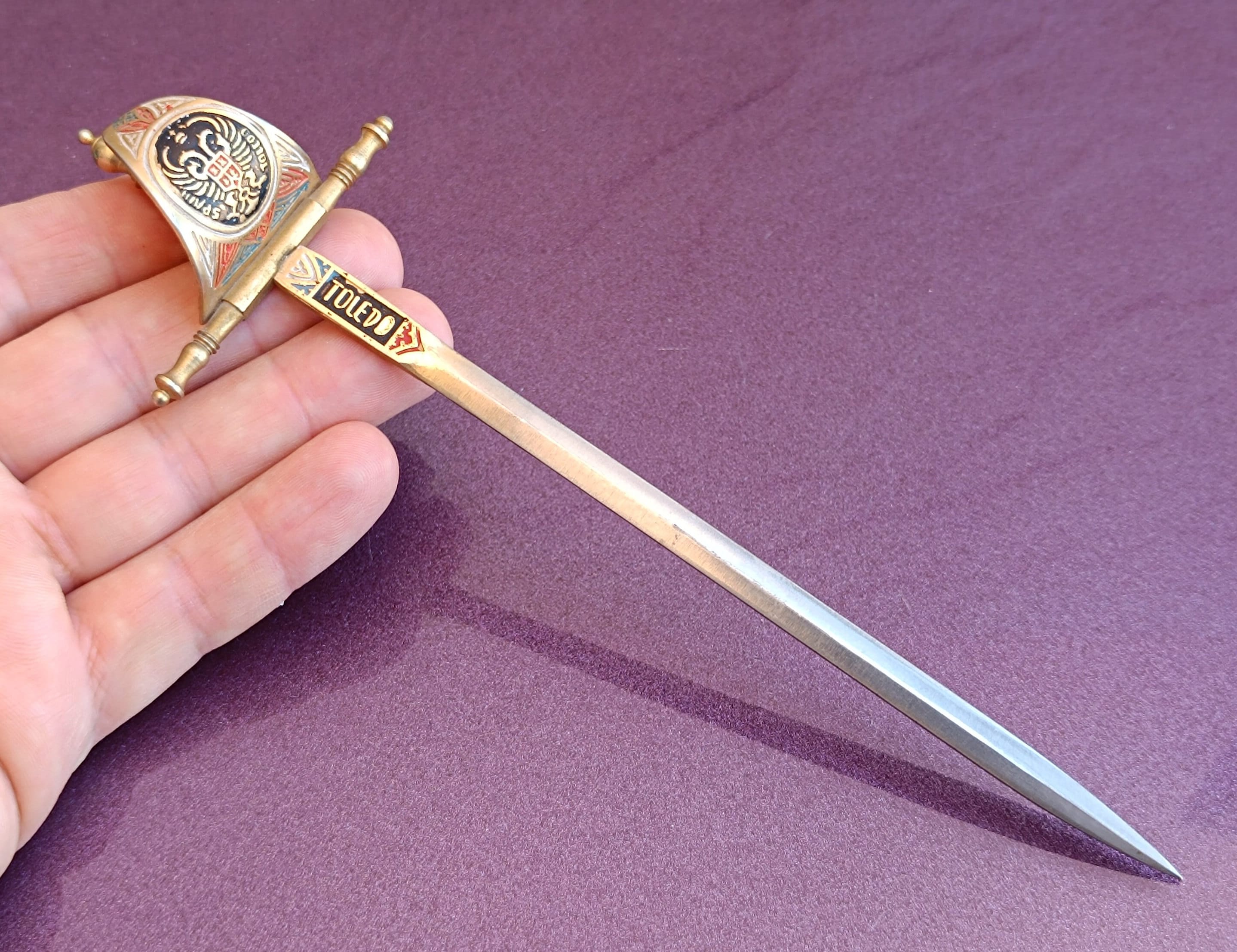 1970s TOLEDO Sword Letter Opener, Bronze Letter Opener, Letter