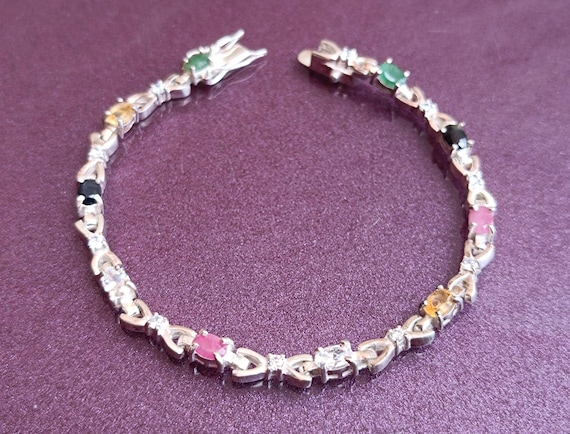 925 Silver Emerald, Ruby, Sapphire, Rose Quartz, … - image 1