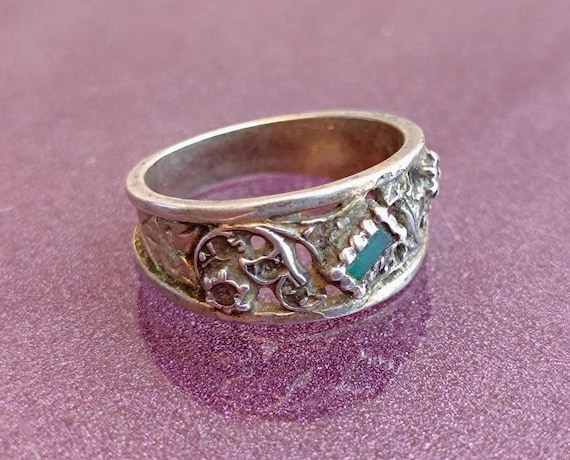Emerald 900 Silver Ring, Natural Emerald Ring, Silver Ring, Silver Emerald Ring, Retro Emerald Ring, Emerald Stone, Made in Colombia