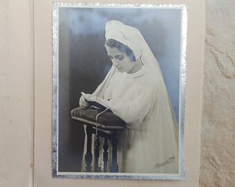 Old Photo 1930 Brunerie Frères Studio, Toulouse, France, First Communion Photo, Girl Photo, Little Girl Communion, Antique Religious Photo
