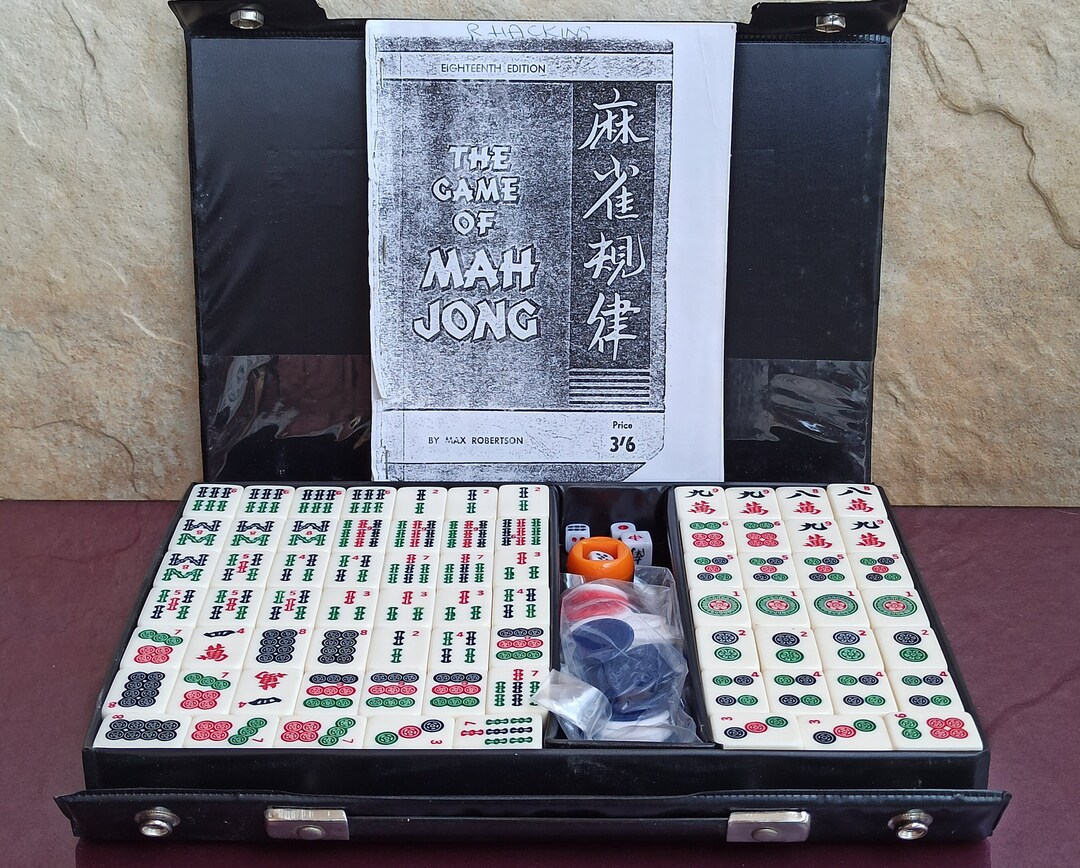 Vintage Mah Jong Game Vintage Chinese Bone Bamboo Mahjong Set Mah 