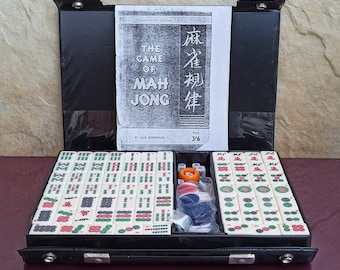 Juego de Mahjong de 148 fichas, juego de Mahjong chino vintage de bambú y hueso, juego completo de fichas de Mahjong, juego de dominó chino