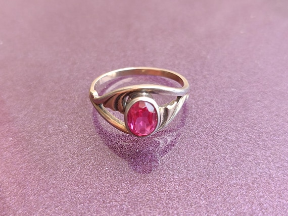 875 Silver Soviet Ruby Ring, Red Ruby Silver Ring… - image 6