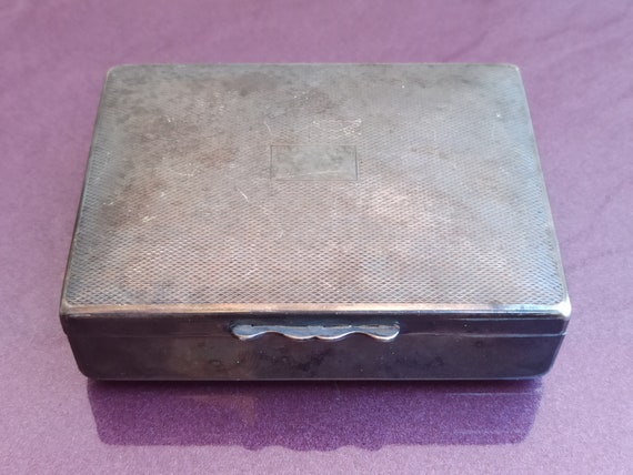 Boîtier Métal Vintage Plaqué Argent Antique - Capacité 18-20 Cigarettes King Size 85mm - Émeraude