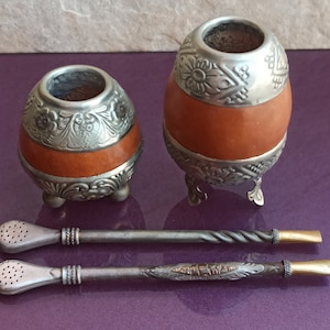 Alpaca Pumpkin Mate Gourd, Mate Cup, Mate Gourd de Calabaza, Handmade Argentina, Alpaca Silver, Vintage Mate Cup, Argentina