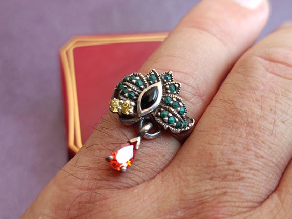 925 Silver Multistones Ring, 925 Silver Ring, Cit… - image 10