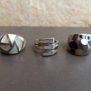 Antik Silber Ring, Vintage Silber Ring, Unikat Nacre Retro Ringe, 925 Sterling Silber, Emaille Silber Retro Ring, Vintage Ring, Retro Ring
