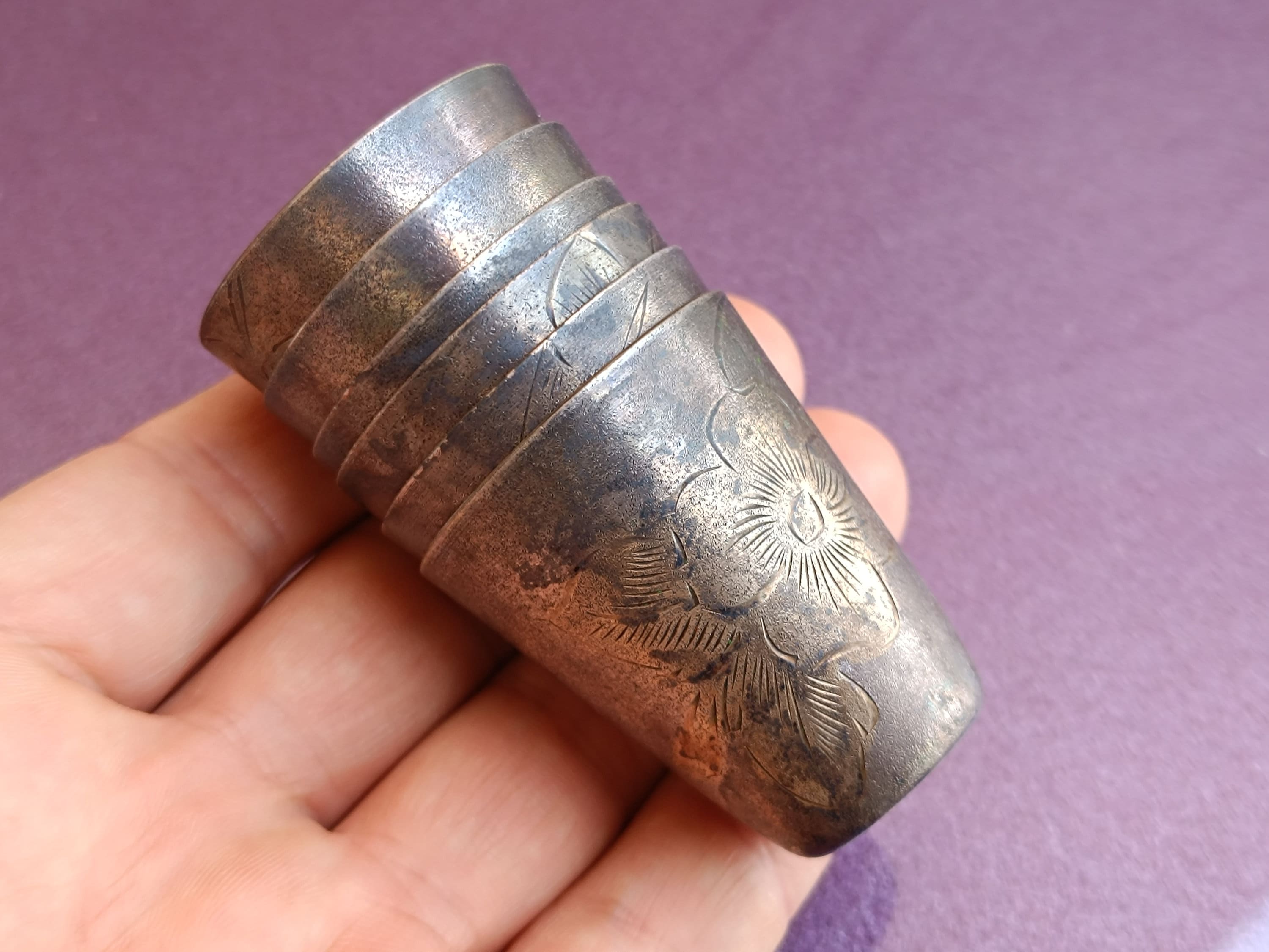 Vintage Lassi Cup - Nickel Plated Engraved Brass - Ca 1920's Vintage Lassi Cup - Nickel Plated Engraved Brass - Ca 1920's
