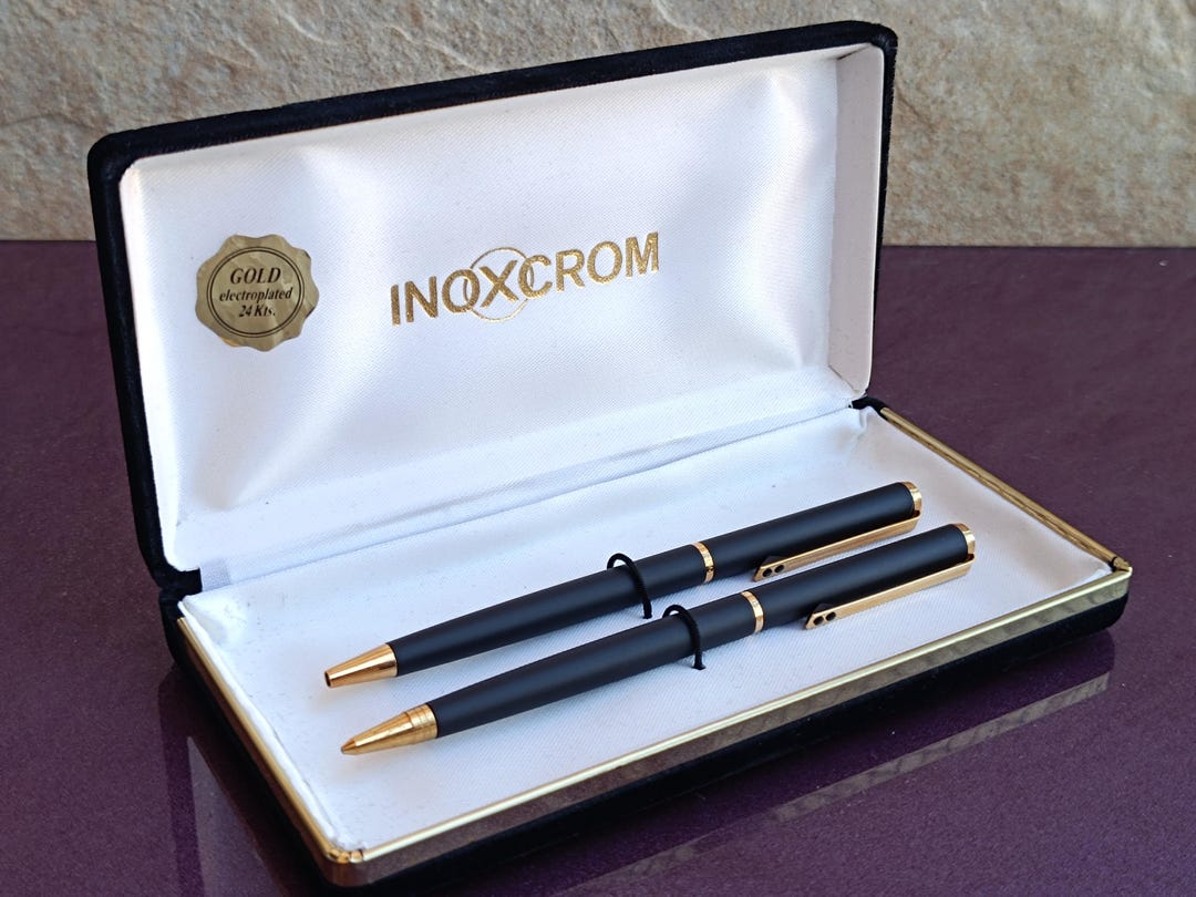INOXCROM ステンレスボールペン 本体 INOXCROM 鉛筆とボールペンのセット、1970年代のボールペン