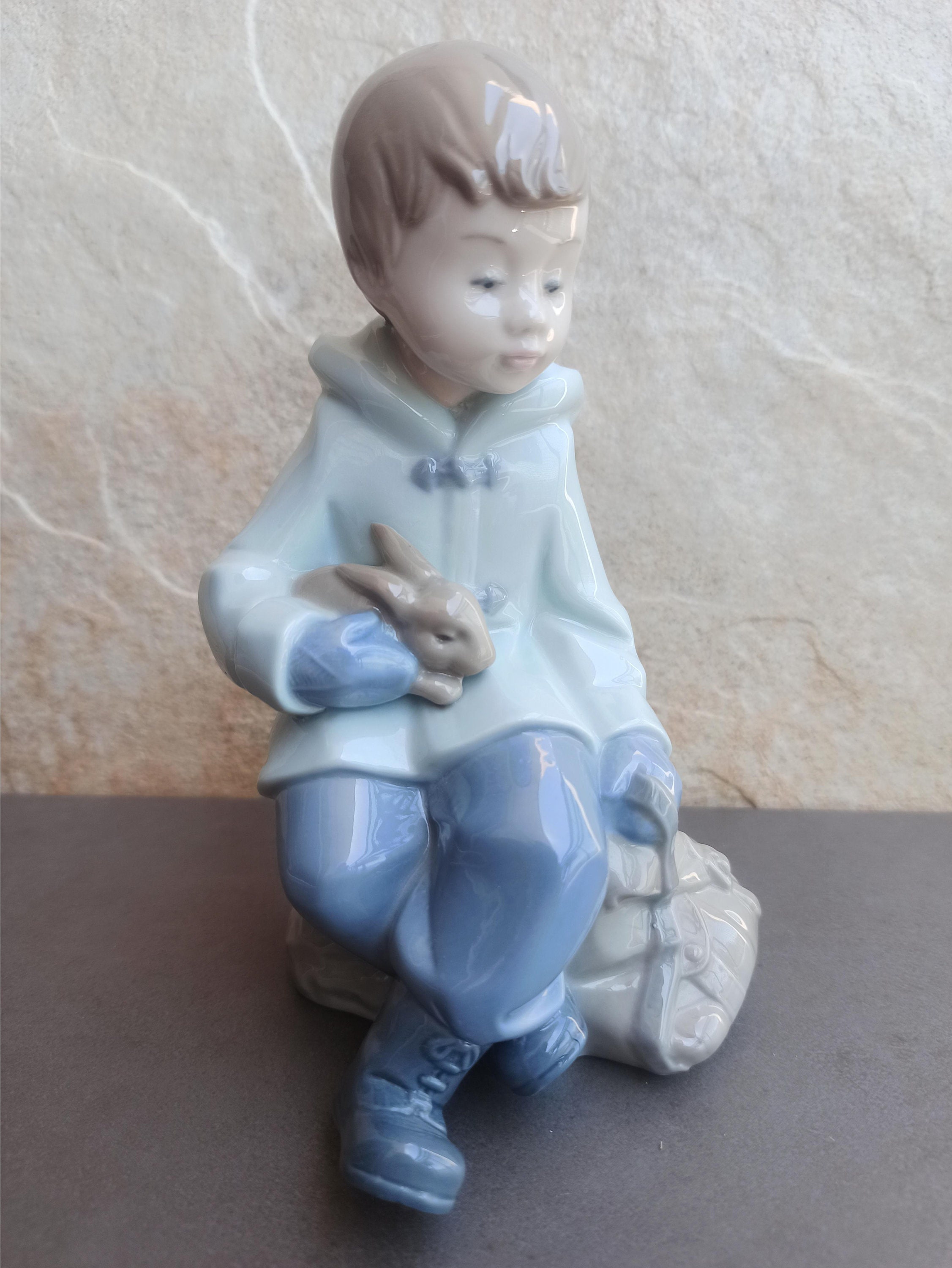 Nao Figurine Nao by Lladro Spain Figurine Boy With Rabbit Etsy UK
