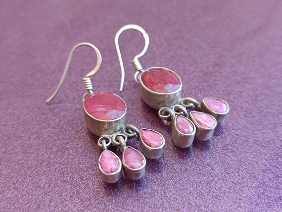 Ruby 925 Silver Earrings, Ruby Silver Earrings, S… - image 4