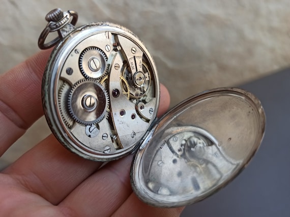 Silver Cronometro ABAZ, Silver Pocket Watch, Silv… - image 2