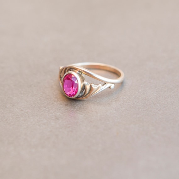 Silver Soviet Ruby Ring 875, Red Ruby Silver Ring… - image 6