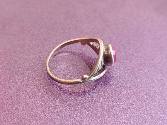 875 Silver Soviet Ruby Ring, Red Ruby Silver Ring… - image 9