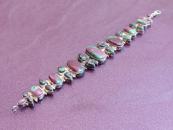 925 Silver Ruby Zoisite Bracelet, Ruby Bracelet, … - image 2