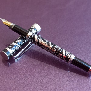 Pluma estilográfica VACCARO, pluma estilográfica plateada, pluma estilográfica vintage, pluma estilográfica, pluma antigua, punta de iridio, pluma estilográfica de Alemania