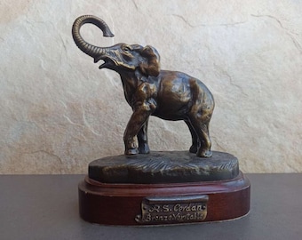 Bronze Elephant Ricardo Soriano Cerdan, Sculpture Elephant by "Ricardo Soriano Cerdan" Spain Bronze Veritable, Vintage Bronze Elephant