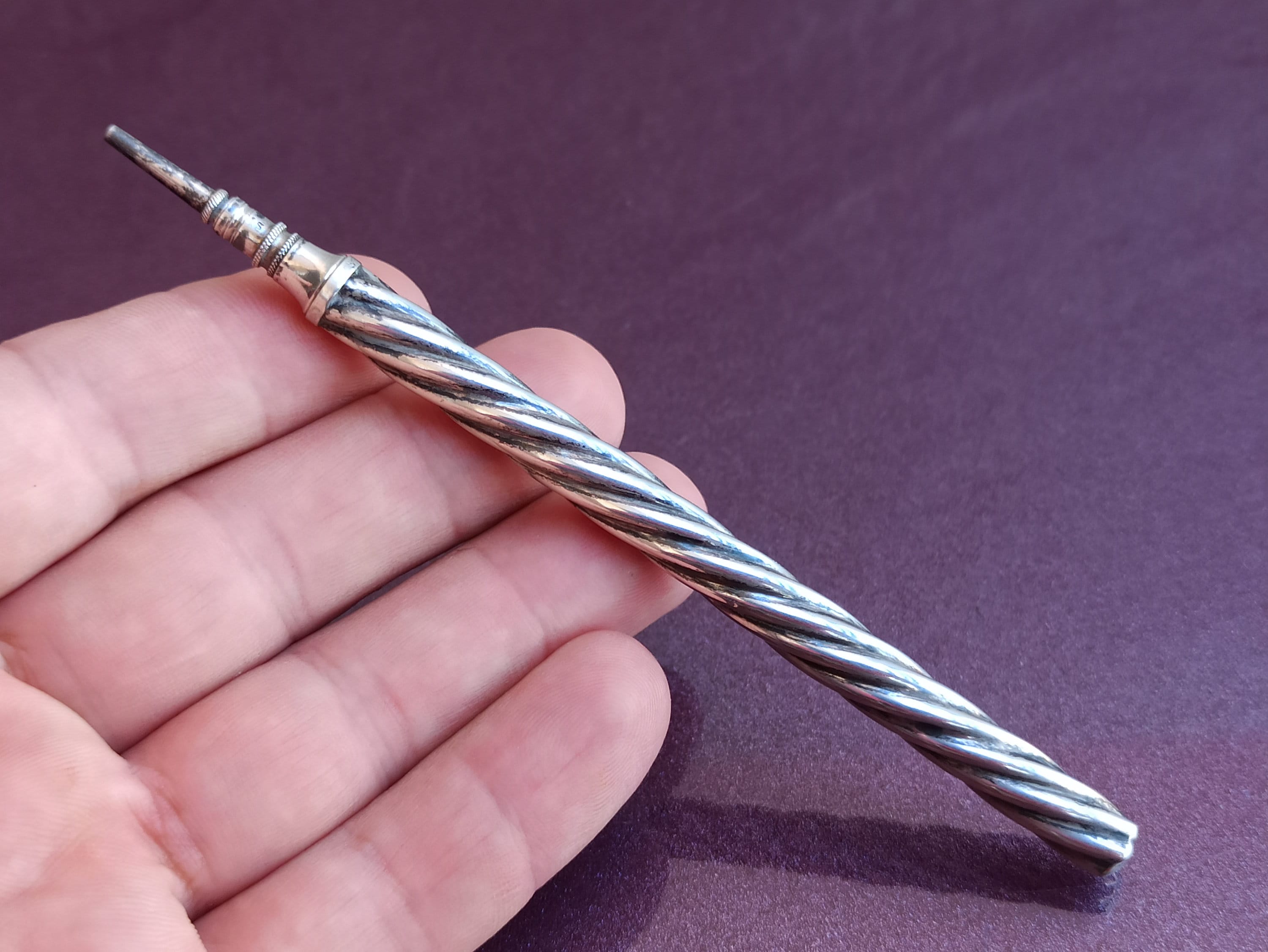 1830-45 S Mordan & Co Silver Pencil, Silver Sliding Propelling