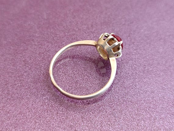 875 Silver Ruby Ring, USSR Red Ruby Silver Ring, … - image 5