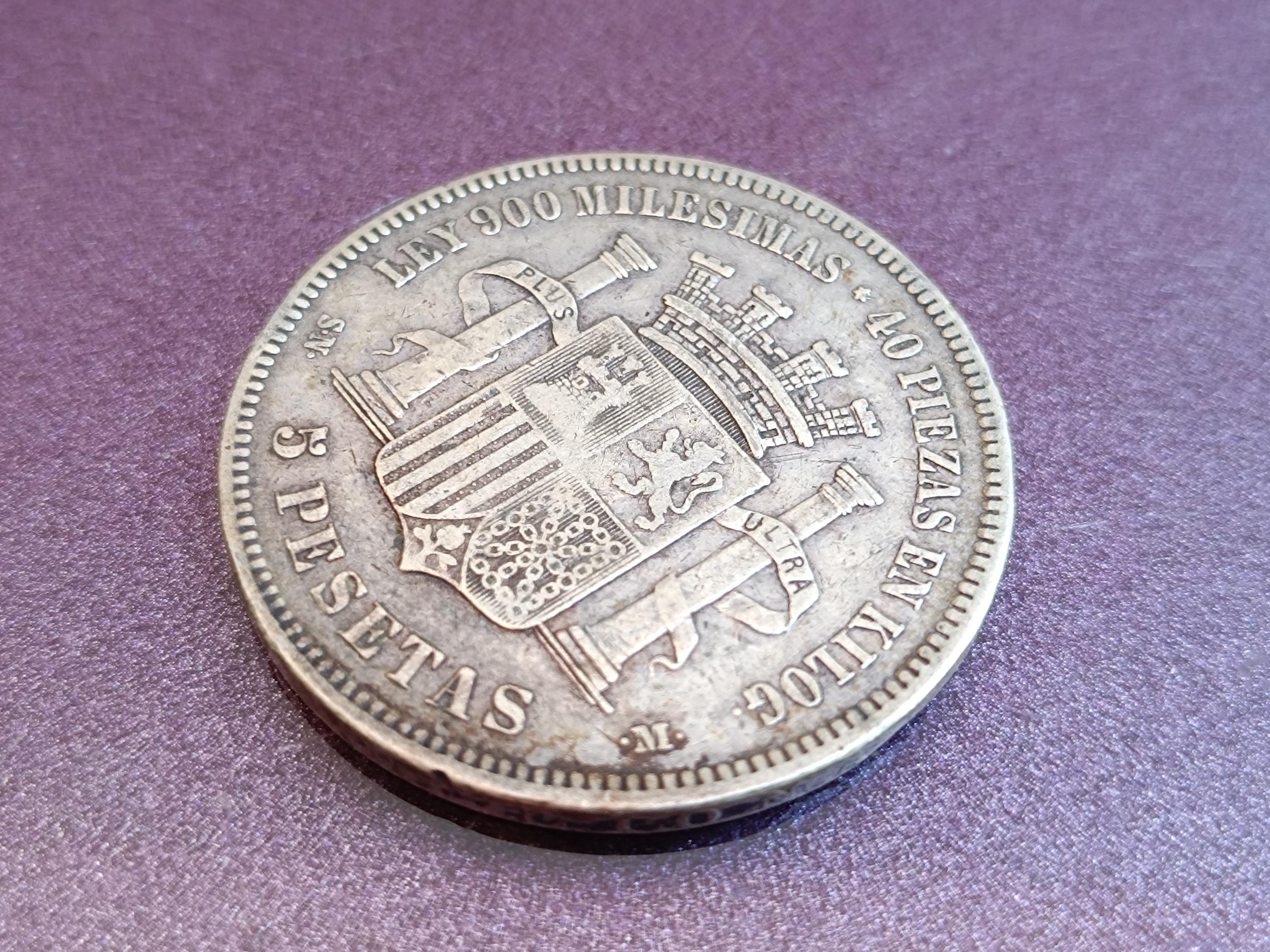 1870 AMADEO I Rey De España 銀貨 5 ペセタ、AMADEO I スペイン国王