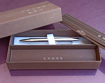 Stylo à bille CROSS, stylo à bille, stylo à bille vintage, stylo en métal ancien, stylo rétro irlandais, stylo plaqué chrome, stylo CROSS