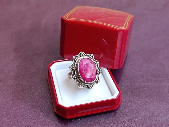 925 Silver Ruby Ring, Ruby Silver Ring Silver, Si… - image 16